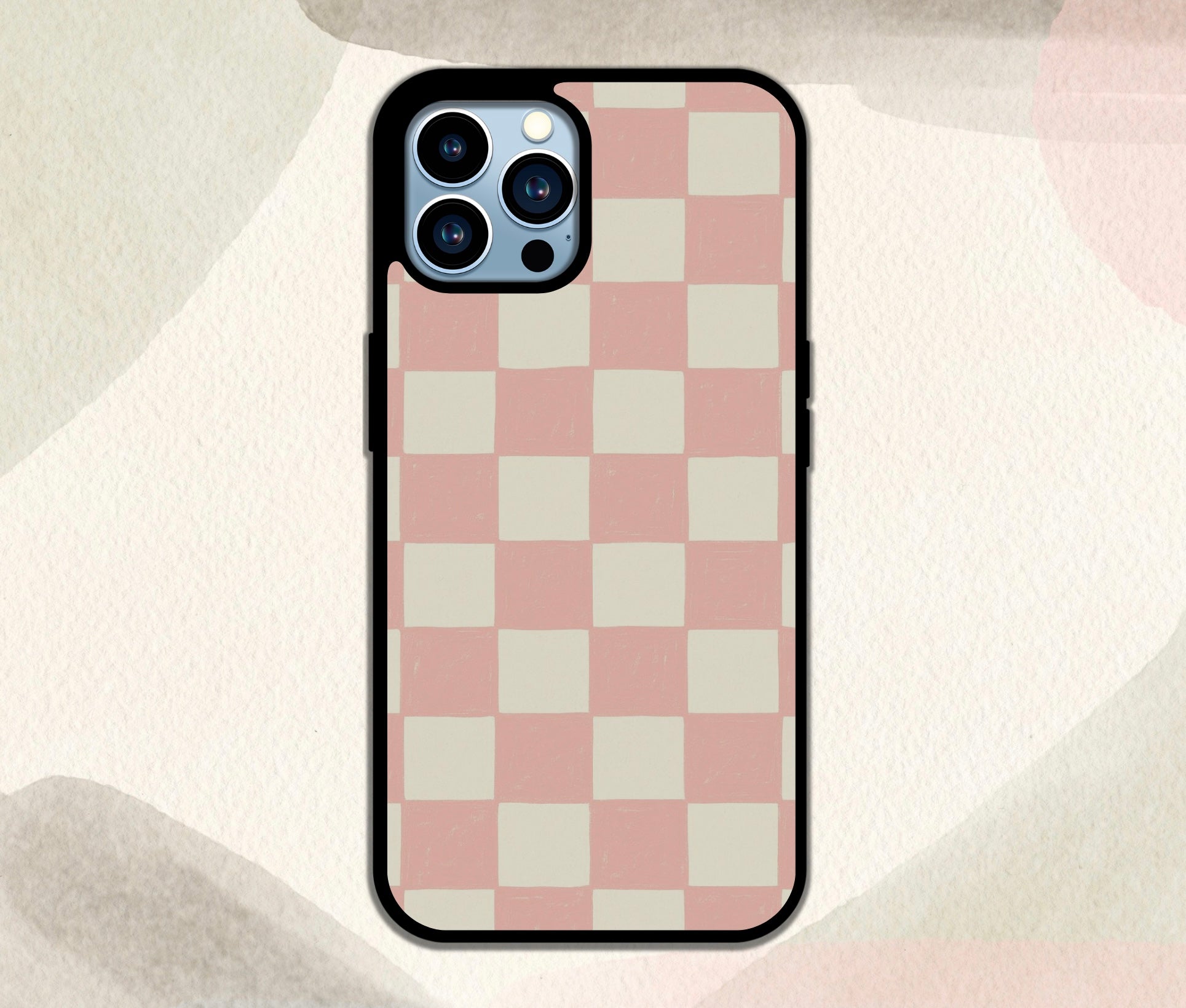 Pink Checkered Drawing Phone Case