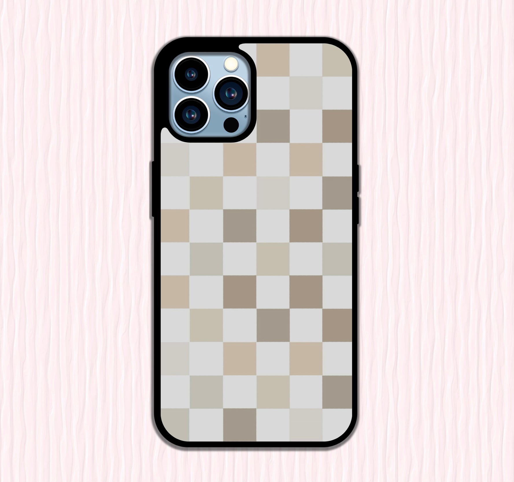 Beige Checkered Phone Case
