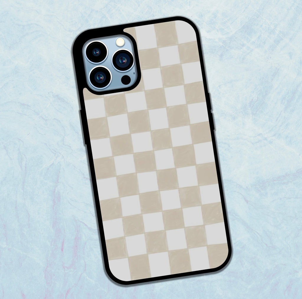 Cream Checkered Drawing Phone Case