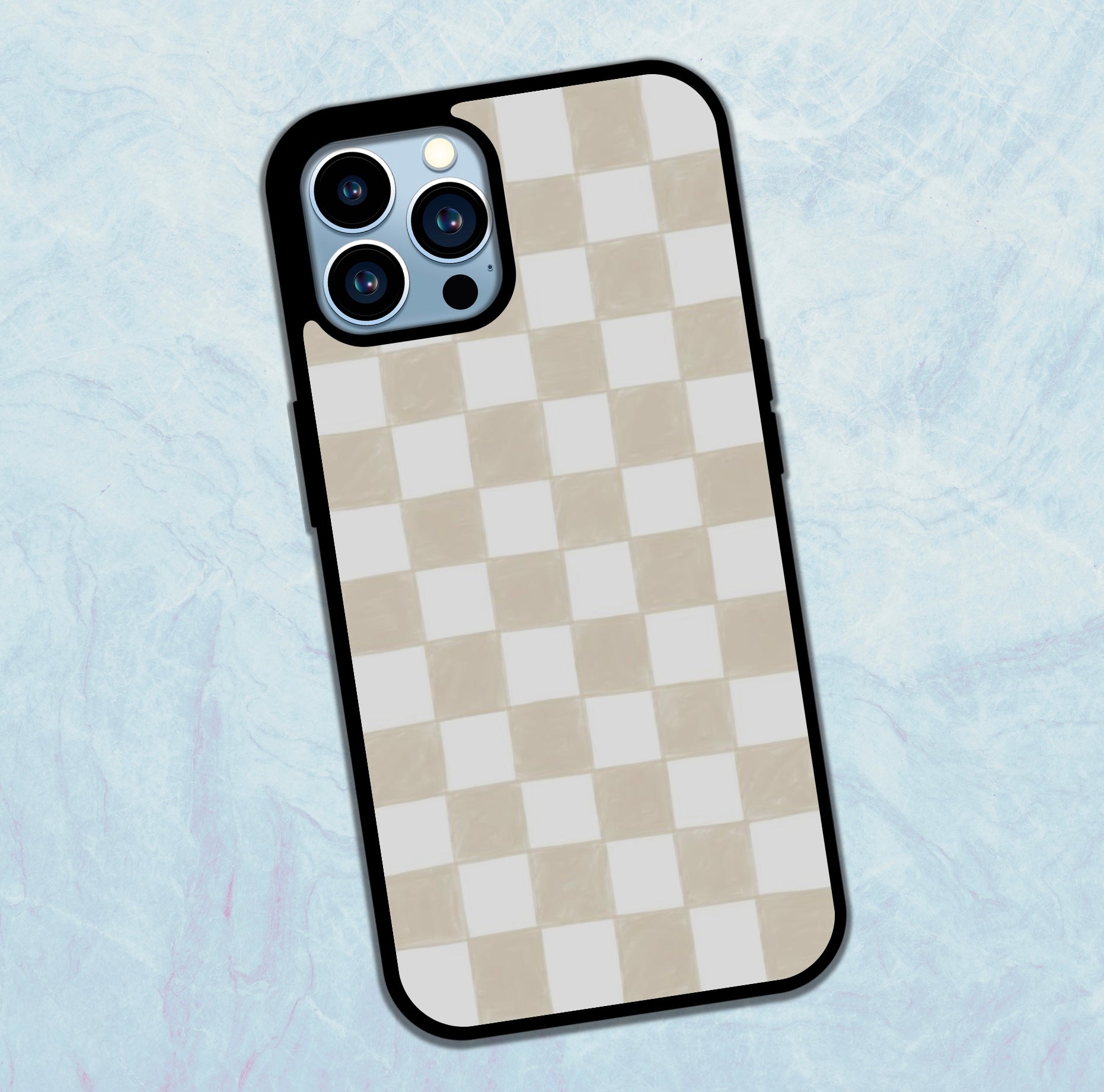 Cream Checkered Drawing Phone Case