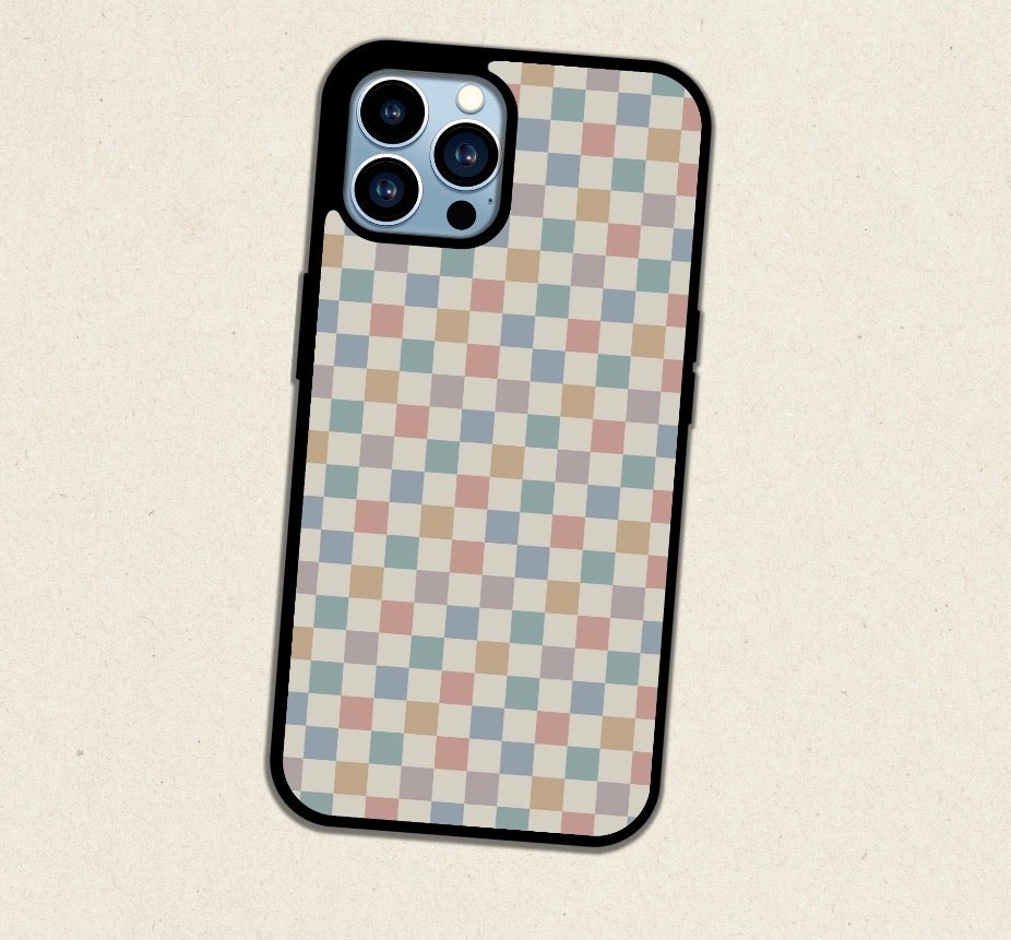 Pastel Checkered Print Phone Case