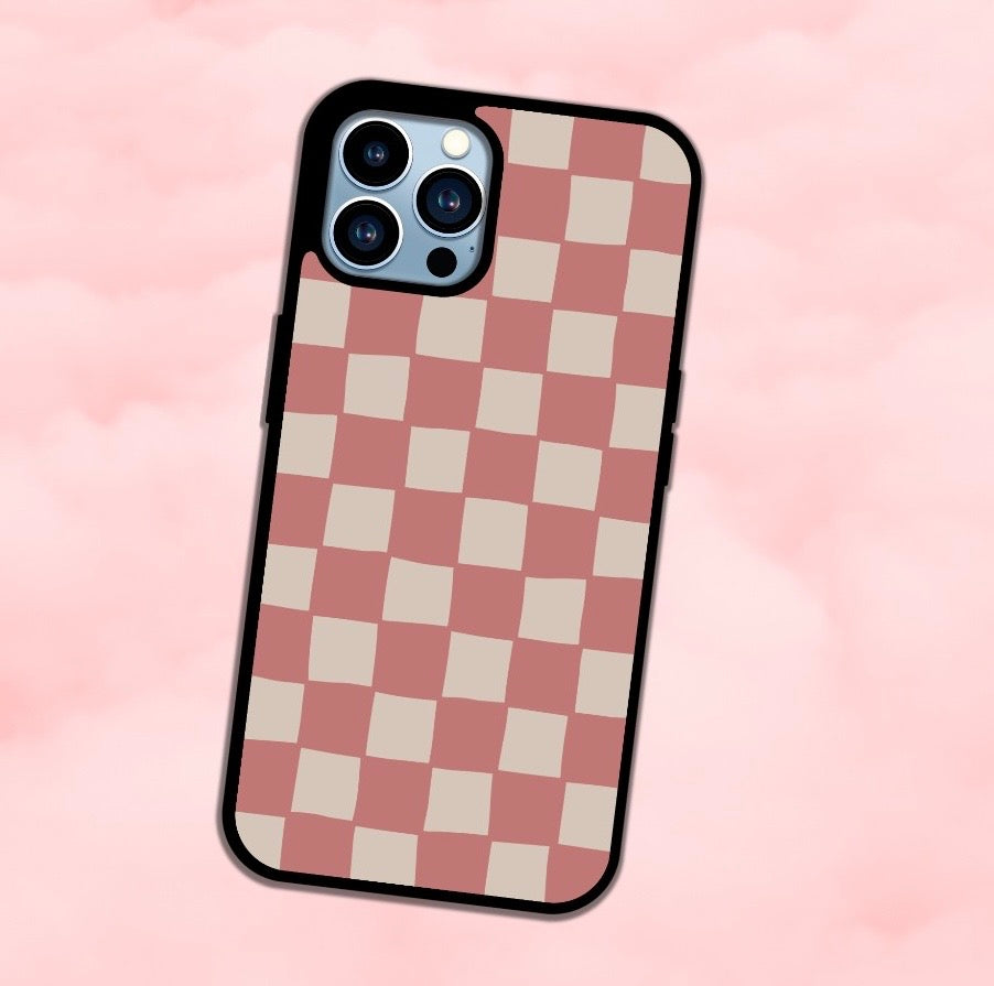 Pink & Crème Checkered Print Phone Case