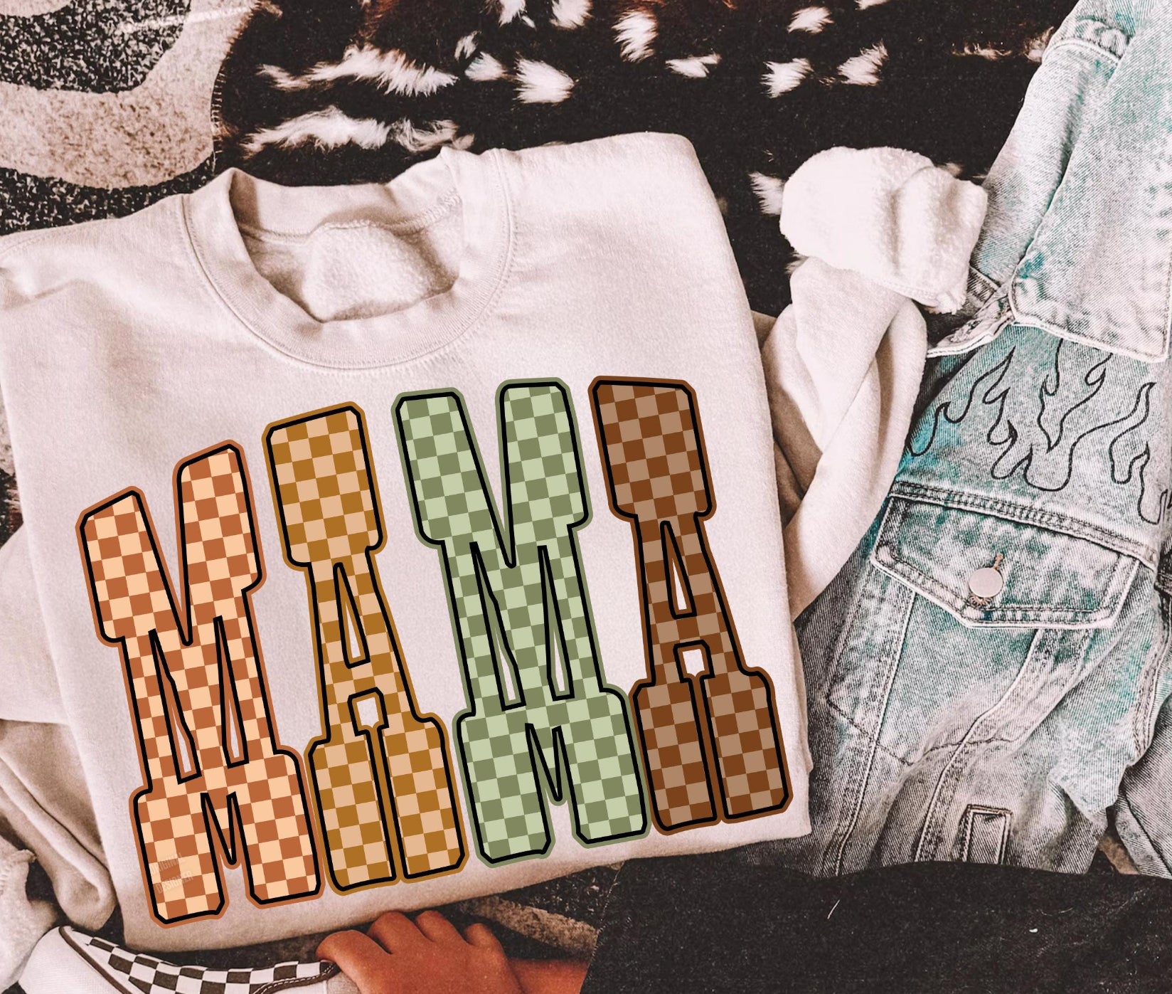 Mama Checkered Print