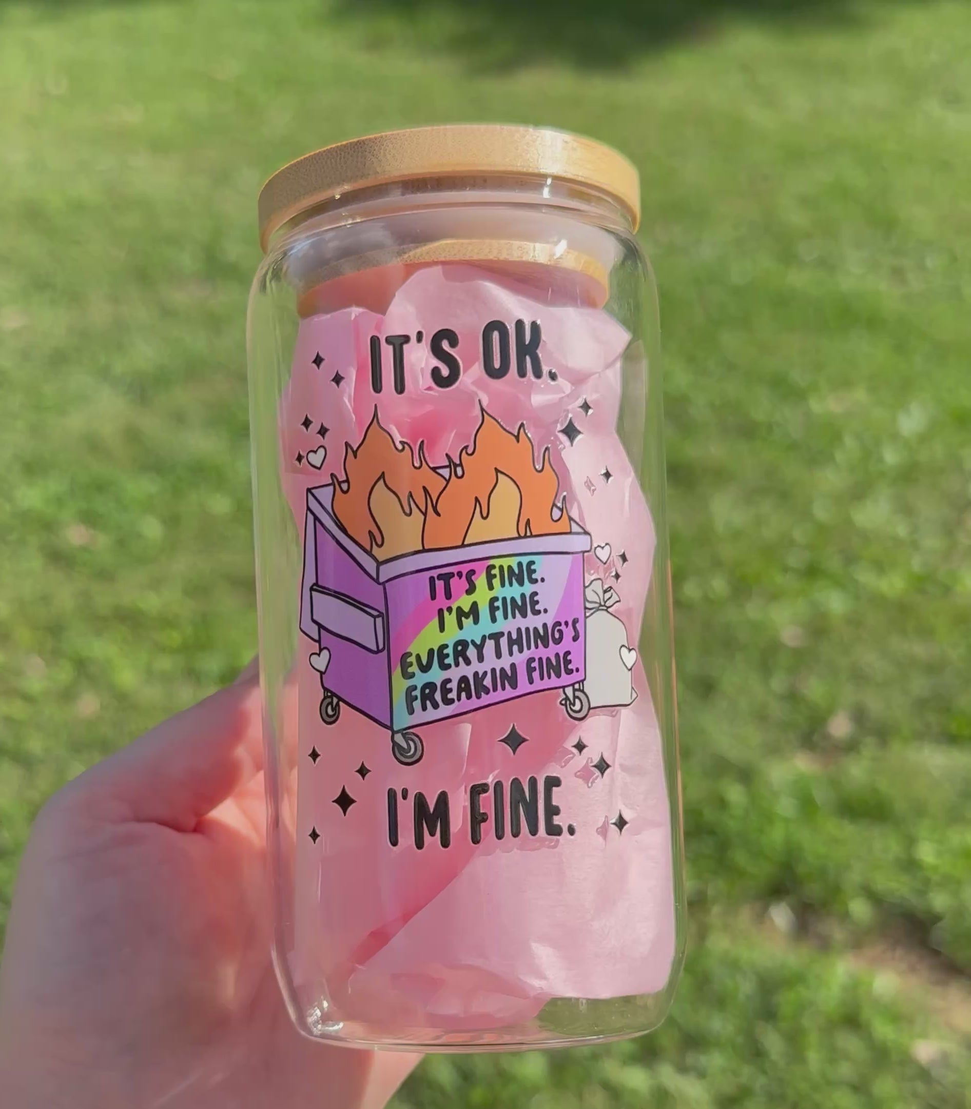 It’s Okay I’m Fine Glass Cup